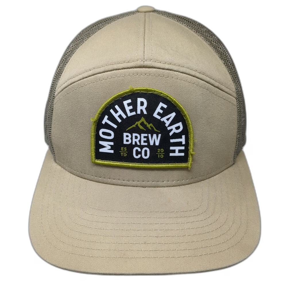 Richardson Trucker Hat Beige One Size Mother Earth Brew Co Patch Mesh Snapback